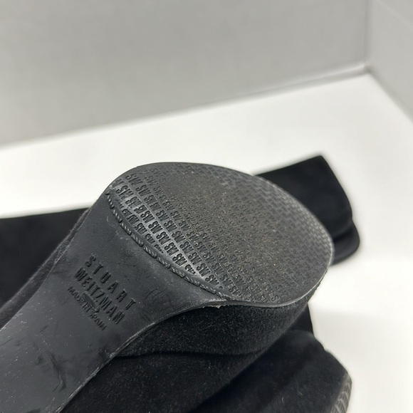 Stuart Weitzman Boots Tall Pull On Suede Leather High Heeled Boot Black Size 6 - Picture 7 of 8